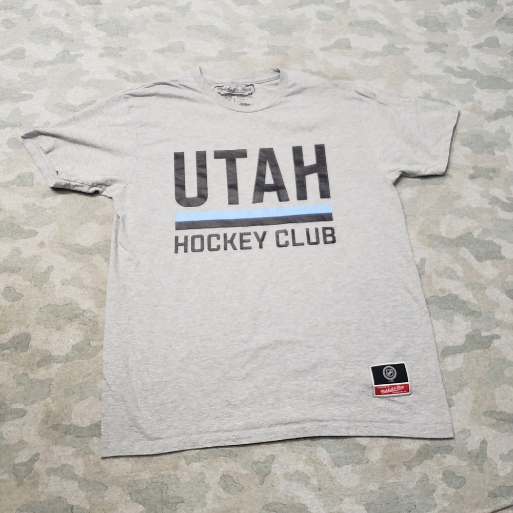 Mitchell & Ness Utah Hockey Club Shirt Mens Large Gray NHL Graphic Short Sleeve